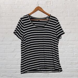 Tommy Hilfiger Striped Top Women’s Large Navy White Short Sleeve Tee